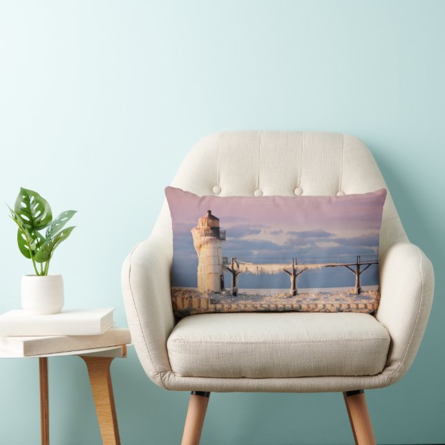 Lighthouses | Lake Michigan Lighthouse Lumbar Pillow (Chair)
