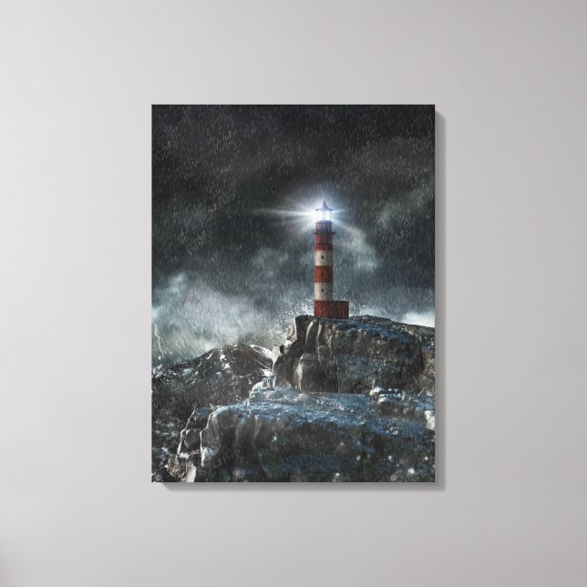 Lighthouses | Lighthouse in the Storm Canvas Print (Front)