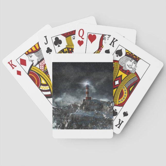 Lighthouses | Lighthouse in the Storm Playing Cards (Back)
