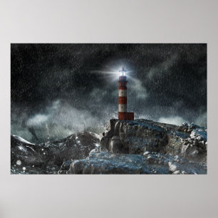 Lighthouses Lighthouse in the Storm Poster