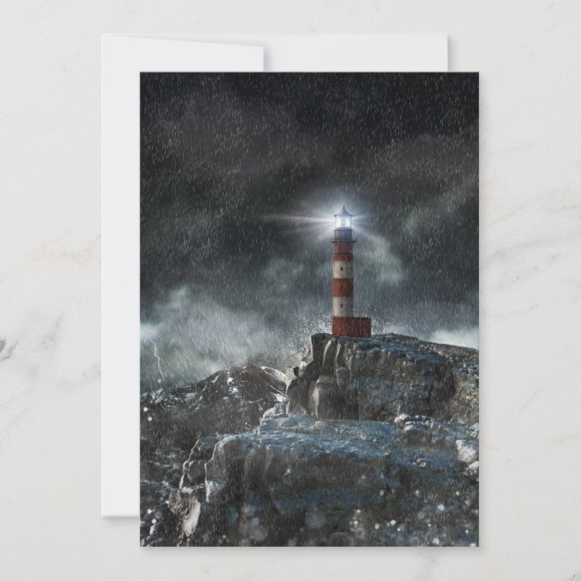 Lighthouses | Lighthouse in the Storm Thank You Card (Front)