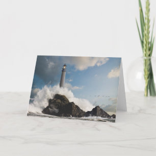 Lighthouses   Lighthouse With Crashing Waves Card