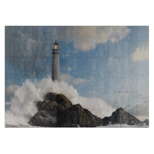 Lighthouses   Lighthouse With Crashing Waves Cutting Board