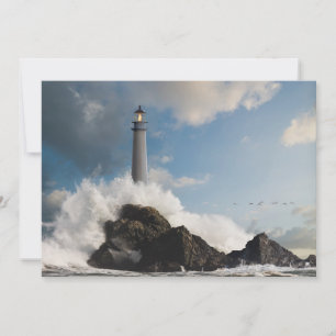 Lighthouses Lighthouse With Crashing Waves Thank You Card