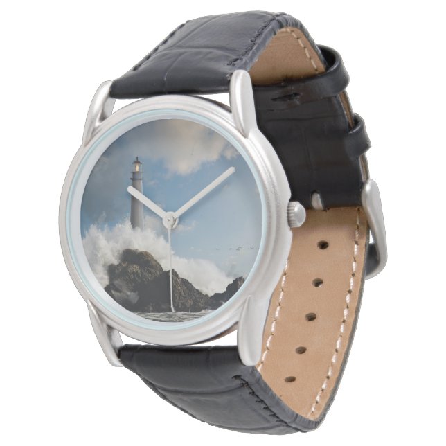 Lighthouses | Lighthouse With Crashing Waves Watch (Angled)