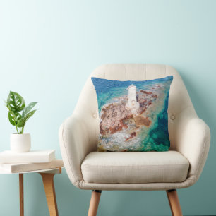 Lighthouses Mangiabarche Lighthouse Italy Throw Pillow