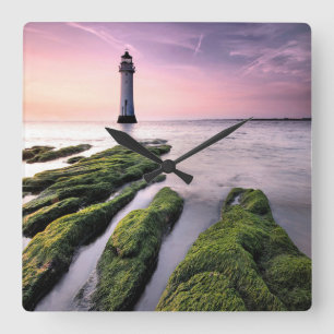 Lighthouses   New Brighton Lighthouse, UK Square Wall Clock
