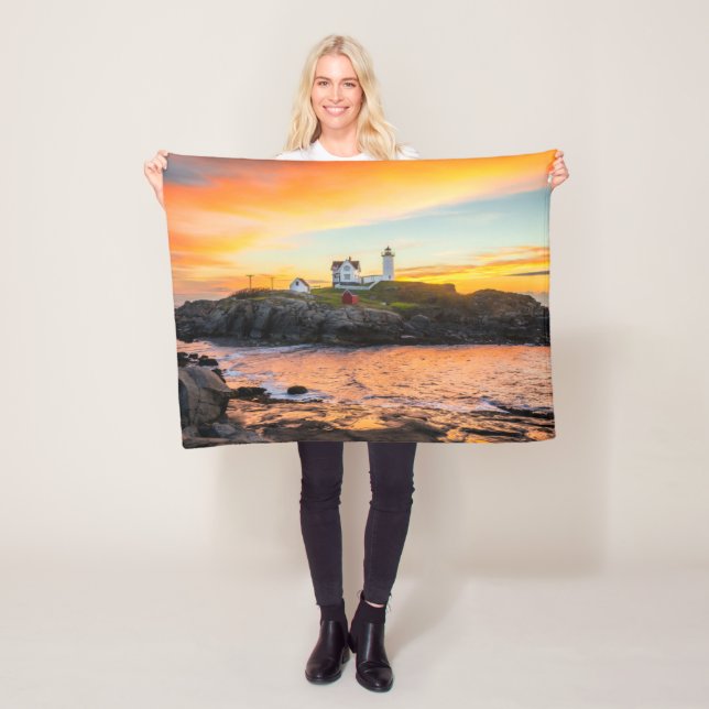 Lighthouses | Nubble Lighthouse Maine Fleece Blanket (In Situ)