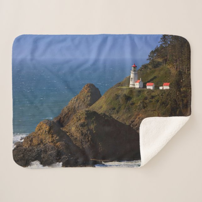Lighthouses | Oregon Coast Lighthouse Sherpa Blanket (Front (Horizontal))