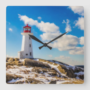 Lighthouses   Peggy's Cove Nova Scotia Square Wall Clock