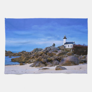 Lighthouses Phare de Pontusval France Finistere Kitchen Towel