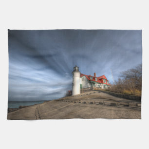 Lighthouses Point Betsie Lake Michigan Kitchen Towel