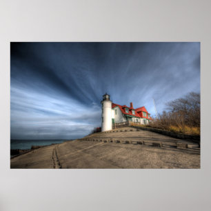 Lighthouses   Point Betsie Lake Michigan Poster