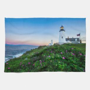 Lighthouses Point Lighthouse Bristol Maine Kitchen Towel