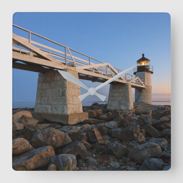 Lighthouses | Port Clyde Maine Lighthouse Square Wall Clock (Front)