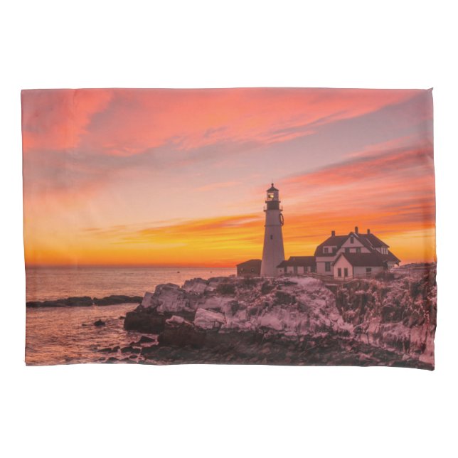 Lighthouses |  Portland Head Cape Elizabeth Maine Pillowcase (Front)