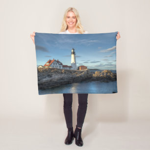 Lighthouses Portland Head Light Lighthouse Fleece Blanket
