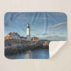 Lighthouses Portland Head Light Lighthouse Sherpa Blanket