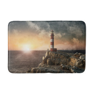 Lighthouses   Red & White Lighthouse Bath Mat