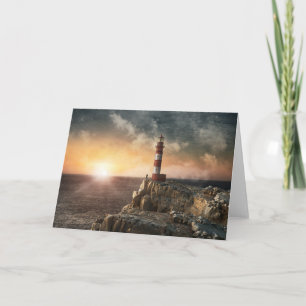 Lighthouses   Red & White Lighthouse Card