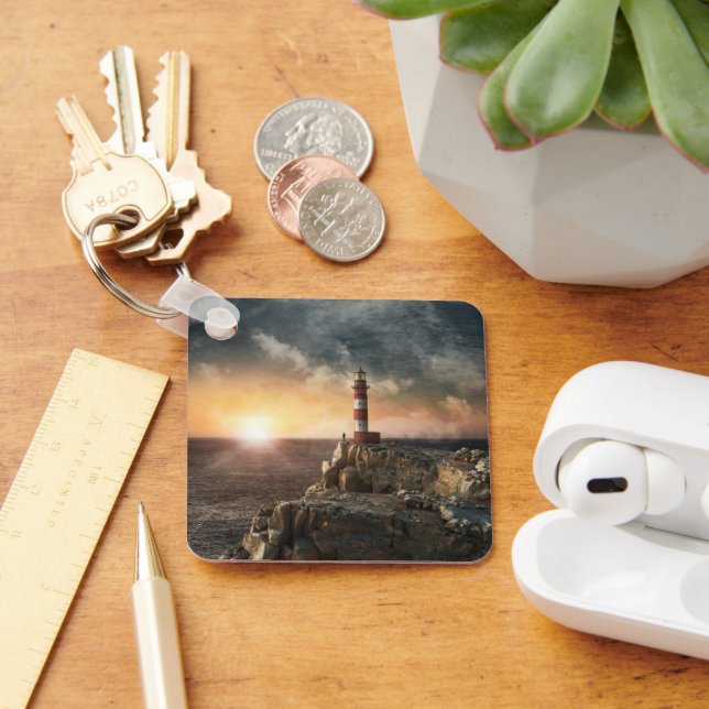 Lighthouses | Red & White Lighthouse Keychain (Desk)