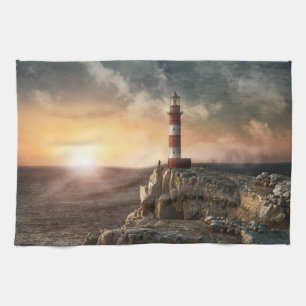 Lighthouses Red & White Lighthouse Kitchen Towel