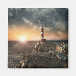Lighthouses   Red & White Lighthouse Magnet