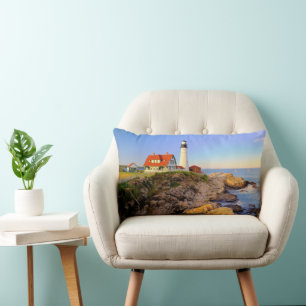 Lighthouses Rockport Lighthouse Maine Lumbar Pillow