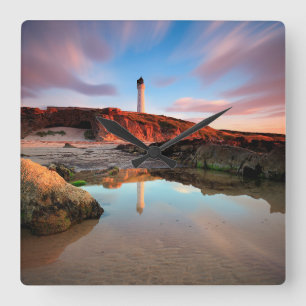 Lighthouses   Sea-Light Lossiemouth Scotland Square Wall Clock