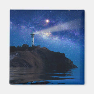 Lighthouses   Starry Night Lighthouse Magnet