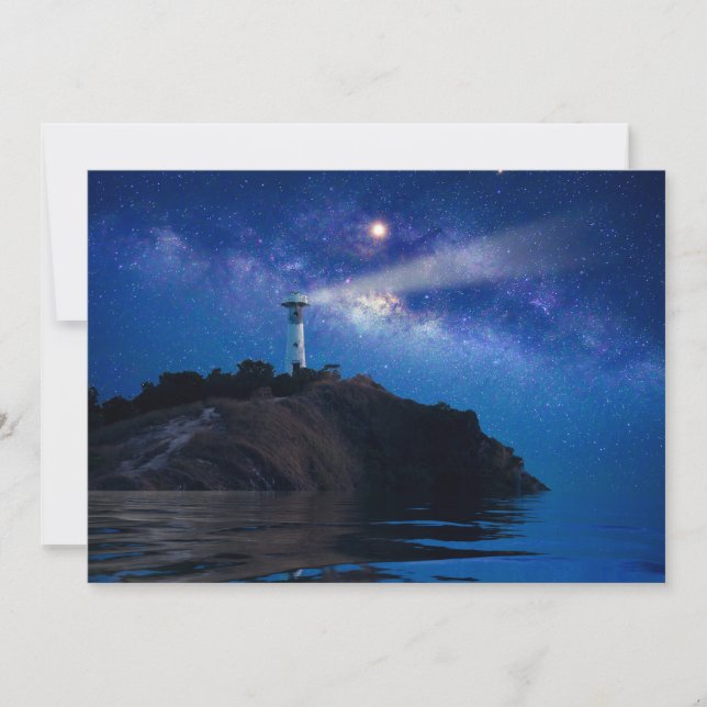 Lighthouses | Starry Night Lighthouse Thank You Card (Front)