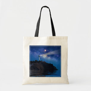 Lighthouses   Starry Night Lighthouse Tote Bag