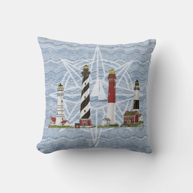 "Lighthouses" Throw Pillow (Front)
