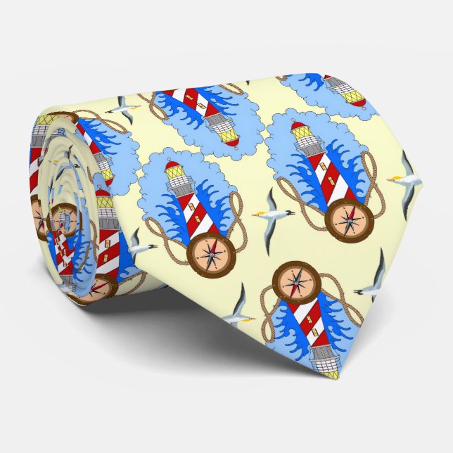 Lighthouses Tie (Rolled)