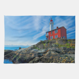 Lighthouses   Victoria Harbour Vancouver Island Kitchen Towel