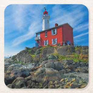 Lighthouses Victoria Harbour Vancouver Island Square Paper Coaster