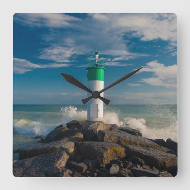 Lighthouses | Wellington Ontario Canada Square Wall Clock (Front)