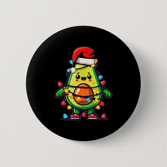 Lighting Avocado Ugly Christmas Sweater Guacamole  2 Inch Round Button (Front)