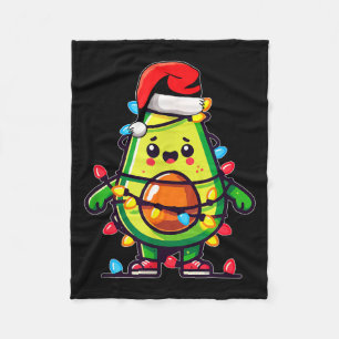 Lighting Avocado Ugly Christmas Sweater Guacamole  Fleece Blanket