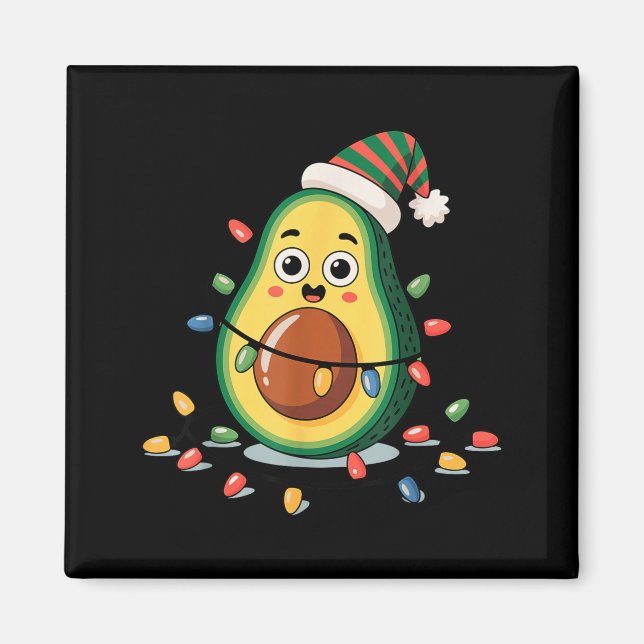 Lighting Avocado Ugly Christmas Sweater Guacamole  Magnet (Front)