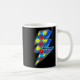 Lighting Bolt Puzzle Autism Awareness Day Support Coffee Mug