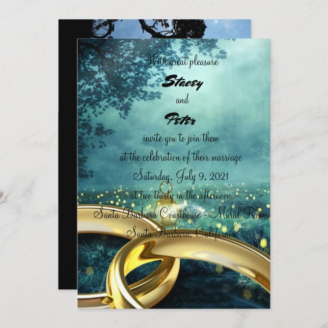 lighting forest and Golding rings Invitation (Front/Back)