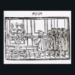 Lighting the Menorah Poster<br><div class="desc">Jewish School's Lighting the Menorah (woodcut) located at a Private Collection.</div>