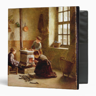Lighting the Stove, 1886 (oil on panel) Binder
