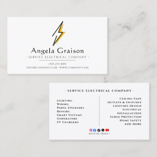 Lighting, Wiring, Professional Electrician Business Card
