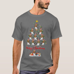 Lighting Xmas Matching Santa Basset Hound Christma T-Shirt