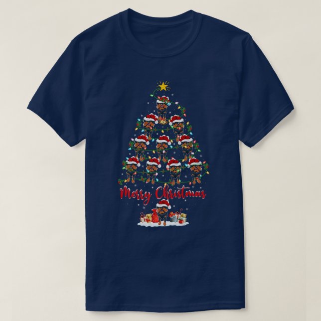 Lighting Xmas Matching Santa Brussels Griffon Chri T-Shirt (Design Front)