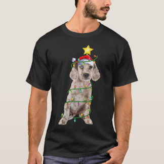 Lighting Xmas Tree Matching Santa English Setter C T-Shirt