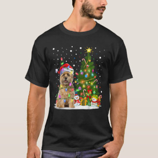 Lighting Xmas Tree Santa Cairn Terrier Dog Christm T-Shirt