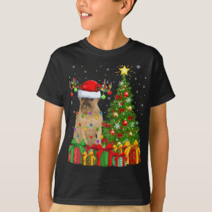 Lighting Xmas Tree Santa Hat Brussels Griffon Dog  T-Shirt